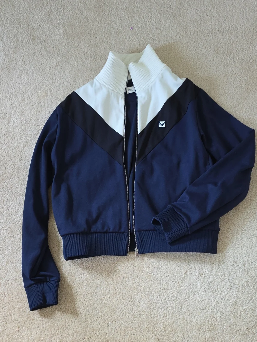 Tory Burch Navy, Black & White Colorblock Track Jacket